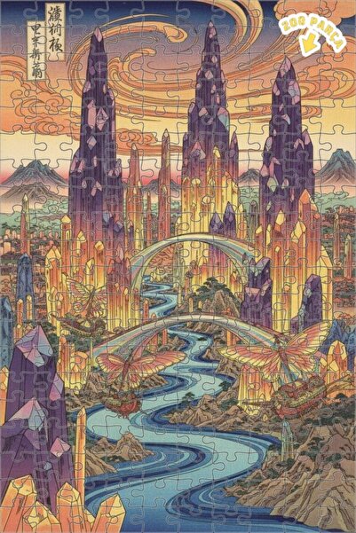 Teona Ahşap لغز خشبي بإطار مزدوج الطبقات من كريستال سيتي تيل، 200 قطعة، 25×35