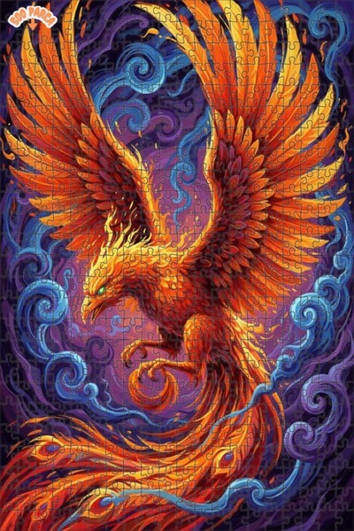 Teona Ahşap لغز خشبي مؤطر بطبقتين بمظهر لوحة زيتية لطائر الفينيق الغامض 500 ق...