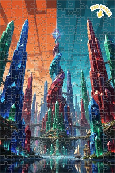 Teona Ahşap لغز خشبي بإطار مزدوج الطبقات من كريستال سيتي تيل، 200 قطعة، 25×35