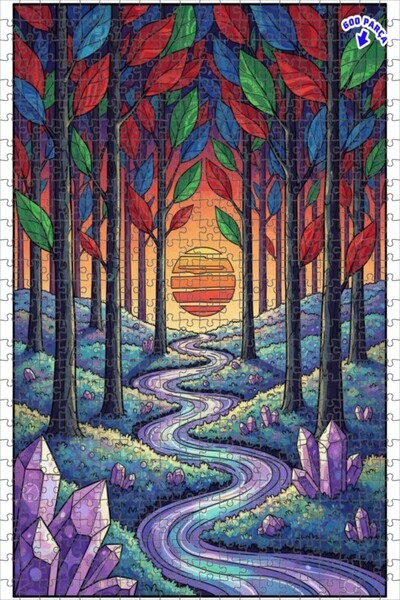 Teona Ahşap لغز خشبي بإطار مزدوج الطبقات من كريستال أورمان نهر، 600 قطعة، 50×35