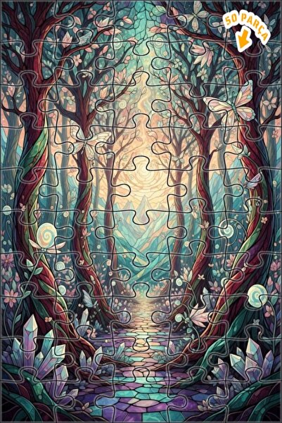 Teona Ahşap لغز خشبي مؤطر بطبقتين من فن الفراشة الكريستالية في الغابة السحرية...