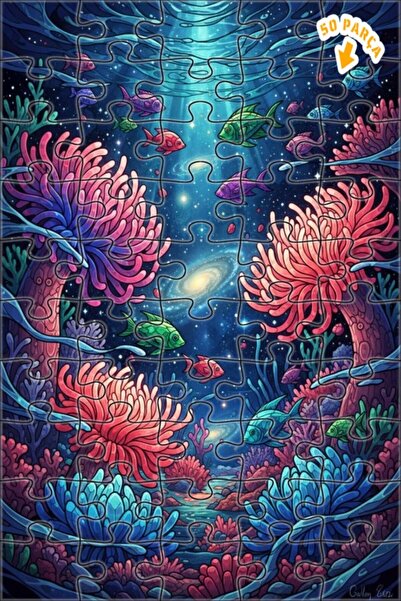 Teona Ahşap لغز خشبي بإطار مزدوج الطبقات بألوان تحت البحرية 50 قطعة 15x25