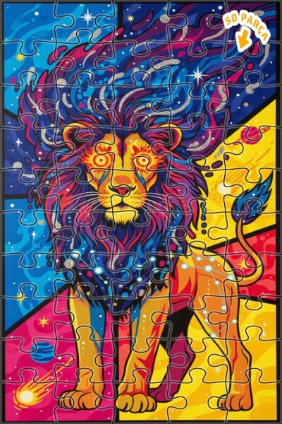 Teona Ahşap Leo Galaxy Art Double Layer Framed Wooden Puzzle 50 Pieces 15X25