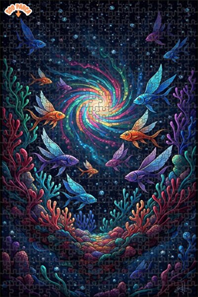 Teona Ahşap لغز خشبي بإطار مزدوج الطبقات على شكل أسماك قوس قزح 500 قطعة 50x30