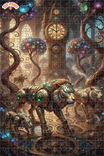 Teona Ahşap لغز خشبي بإطار مزدوج الطبقات من ستيمبانك أزيلانز آند كريستال تريز...