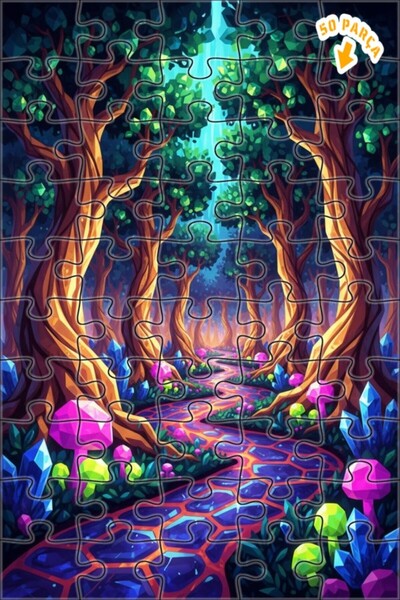 Teona Ahşap لغز خشبي مؤطر بطبقتين من مسار الكريستال السحري في الغابة 50 قطعة ...