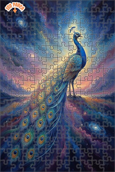 Teona Ahşap لغز خشبي بإطار مزدوج الطبقات بمظهر لوحة زيتية على شكل طاووس عالمي...