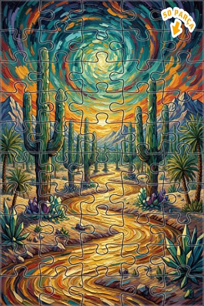 Teona Ahşap لغز خشبي بإطار ذو طابقين بمظهر لوحة زيتية من سلسلة أحلام الصحراء ...