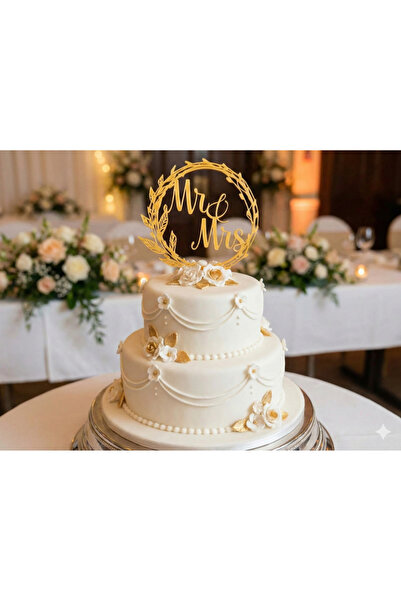 Carbon X Golden Mr & Mrs cake topper, 19x25cm