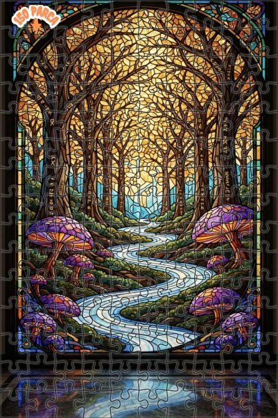 Teona Ahşap لغز خشبي بإطار مزدوج الطبقات بمظهر فسيفساء زجاجية يشبه الأنهار ال...