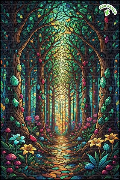 Teona Ahşap لغز خشبي مؤطر بطبقتين من مسار الكريستال الغامض في الغابة 800 قطعة...