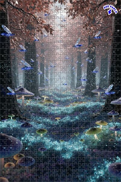 Teona Ahşap لغز خشبي مؤطر بطبقتين من فيريلس الغابة السحرية 600 قطعة 50x35