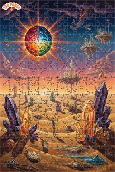 Teona Ahşap لغز خشبي بمظهر لوحة زيتية يصور الكوكب الغامض ورقصة الكريستالات ال...