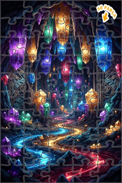 Teona Ahşap لغز خشبي مؤطر بطبقتين بمظهر لوحة زيتية لكهف الكريستال السحري 50 ق...