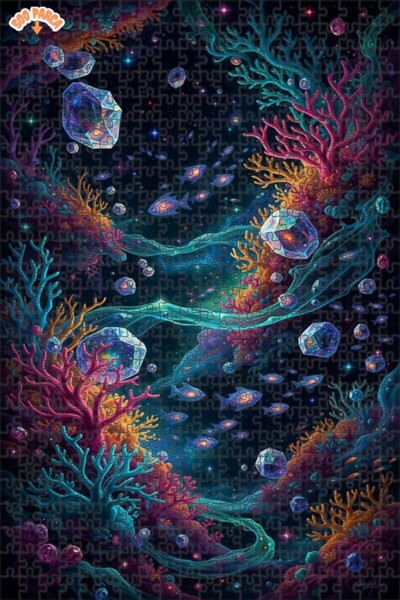 Teona Ahşap لغز خشبي بمظهر لوحة زيتية لجالاكسي المرجاني الكوني 500 قطعة 50×30