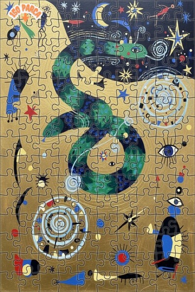 Teona Ahşap لغز خشبي بإطار من طابقين من Golden Ground Green Dragon Art مطبوع ...