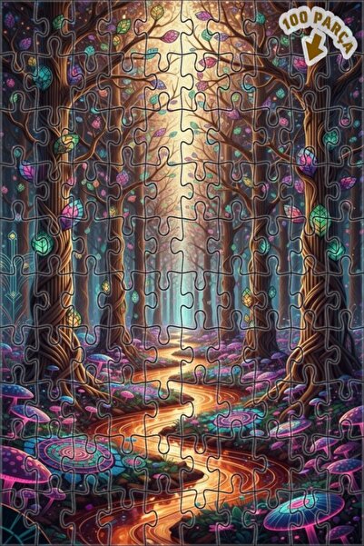 Teona Ahşap لغز خشبي مؤطر بطبقتين من ماركة Magical Forest River، 100 قطعة، 25×25