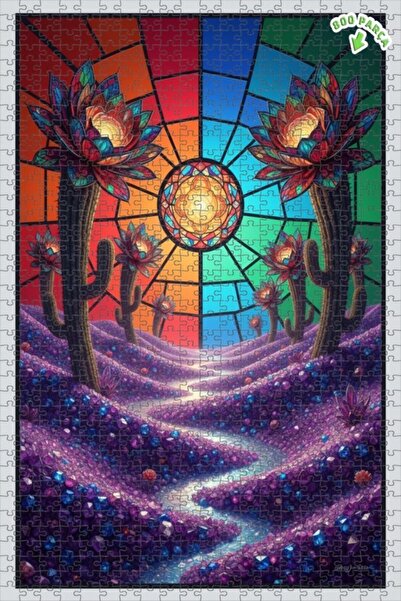 Teona Ahşap لغز خشبي ملون بإطار مزدوج الطبقات على شكل صحراء الصبار 800 قطعة 7...