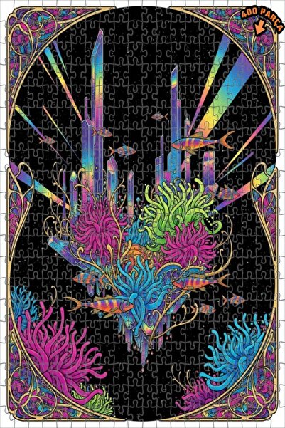 Teona Ahşap لغز خشبي بإطار مزدوج الطبقات على شكل أسماك مدينة كريستالية ملونة ...