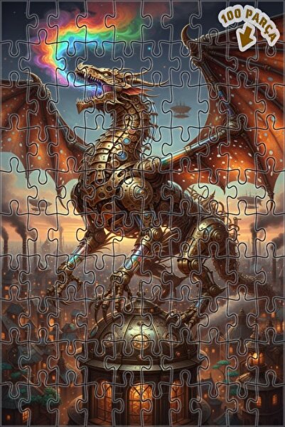 Teona Ahşap لغز خشبي بإطار مزدوج الطبقات بمظهر لوحة زيتية لتنين السماء الميكا...