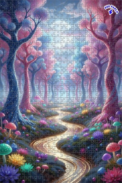 Teona Ahşap لغز خشبي مؤطر بطبقتين من مسار الغابة الخيالية 600 قطعة 50×35
