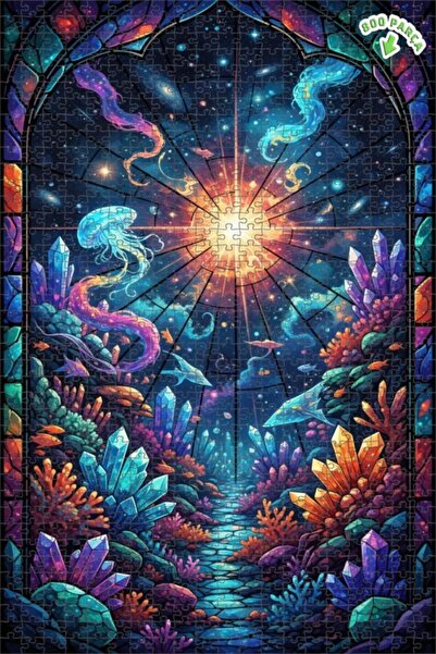 Teona Ahşap رحلة الكريستال في المحيط الكوني، فن ذو مظهر مائي، 800 قطعة، 70×50