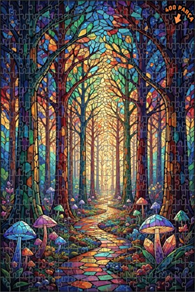 Teona Ahşap لغز خشبي مؤطر بطبقتين من فن الفسيفساء الزجاجية للغابة السحرية 400...