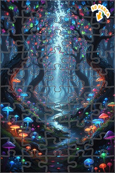 Teona Ahşap ألغاز خشبية مؤطرة بطبقتين، طباعة فنية لفطر الغابة السحرية والشجرة...