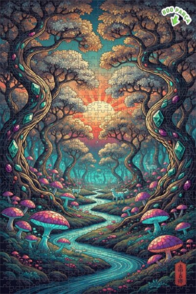 Teona Ahşap لغز خشبي مؤطر بطبقتين من الأشجار الكريستالية في الغابة السحرية 80...