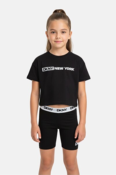 Dkny Kids Girl 2Pcs Short Sleeve T-Shirt And Shorts Set, Black