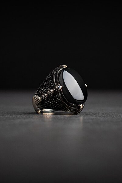 RINROS Oniks Taşlı 925 Ayar Erkek Gümüş Yüzük