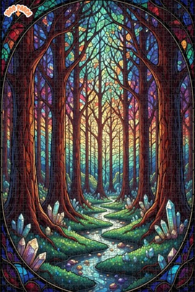 Teona Ahşap لوحة زيتية لغابة سحرية كريستالية، لغز خشبي بإطار مزدوج الطبقات، 1...