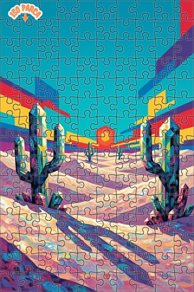 Teona Ahşap لوحة فنية غربية بتصميم كريستالي صحراوي، لوحة زيتية بإطار خشبي مزد...