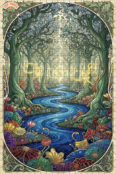 Teona Ahşap لغز خشبي مؤطر بطبقتين بمظهر الألوان المائية لجنية الغابة الغامضة ...