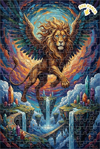 Teona Ahşap لغز خشبي بإطار مزدوج الطبقات لصورة الأسد المجنح في مرحلة ارتفاعه ...