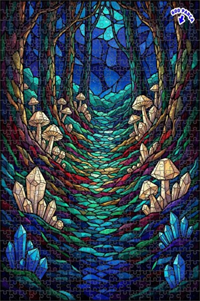 Teona Ahşap لغز خشبي مؤطر بطبقتين من كريستال الغابة الغامضة 600 قطعة 50x35