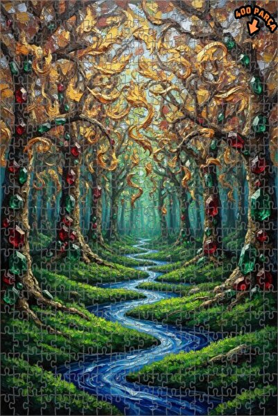 Teona Ahşap لغز خشبي مؤطر بطبقتين بمظهر لوحة زيتية، بتصميم مجوهرات الغابة الغ...