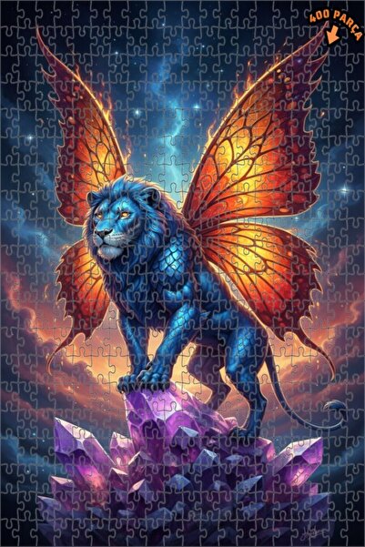 Teona Ahşap لغز خشبي على شكل أسد ذو أجنحة كريستالية سحرية بمظهر لوحة زيتية 40...