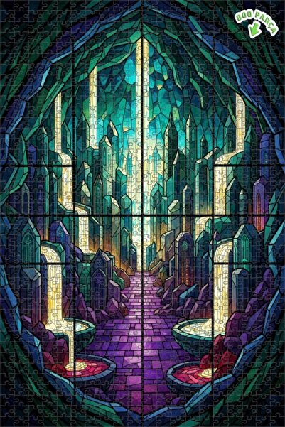 Teona Ahşap لغز فني لمدينة الكريستال الغامضة مع شلالات برية ومشهد مائي، 800 ق...