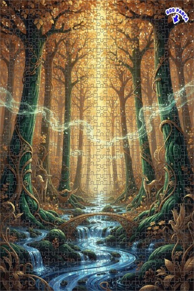 Teona Ahşap لغز خشبي بإطار مزدوج الطبقات على شكل جسر الغابة الخيالية 600 قطعة...