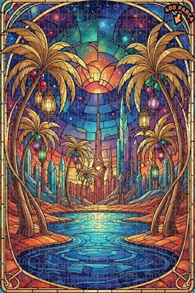 Teona Ahşap لغز خشبي بمظهر لوحة زيتية لمدينة خيالية أسطورية، 400 قطعة، 35×35