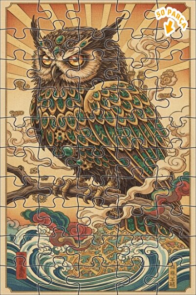 Teona Ahşap لغز خشبي بإطار مزدوج الطبقات بمظهر زيت الزيتون القوي على شكل بومة...