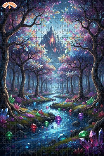 Teona Ahşap Crystal Forest River Landscape Oil Painting Look 500 Pieces 50X30