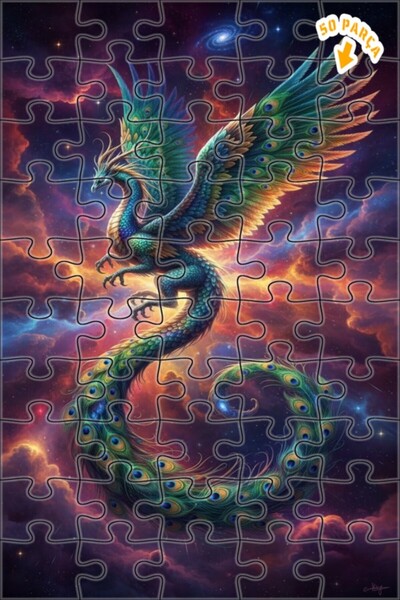 Teona Ahşap لغز خشبي رائع على شكل تنين فلكي مزدوج الطبقات 50 قطعة 15x25