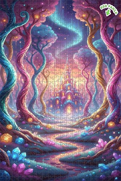 Teona Ahşap لغز خشبي مؤطر بطبقتين من مملكة الخيال القلعة السحرية 800 قطعة 70×50