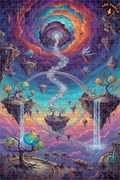 Teona Ahşap لغز فني بمظهر لوحة زيتية لسماء سحرية من الأراضي الغامضة 400 قطعة ...