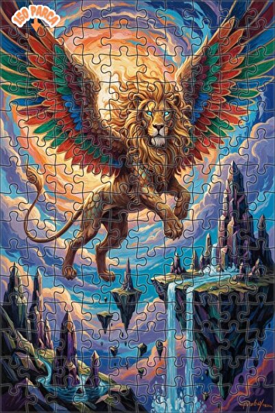 Teona Ahşap لغز خشبي بإطار مزدوج الطبقات بمظهر لوحة زيتية فنية لأسد مجنح 150 ...