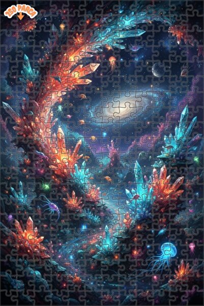 Teona Ahşap Crystal Galaxy Sea Wooden Puzzle Double Layer Framed Wooden Puzzl...