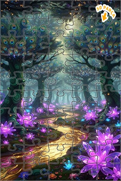 Teona Ahşap لغز خشبي مؤطر بطبقتين من غابة الطاووس السحرية 50 قطعة 15x25