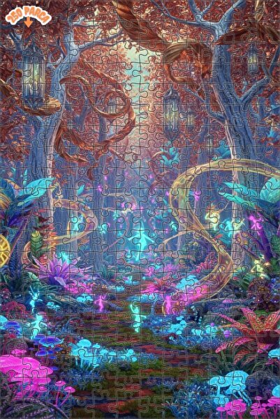 Teona Ahşap لغز خشبي مؤطر بطبقتين مزين برسومات زيتية لضوء جنات الساحرية الساح...